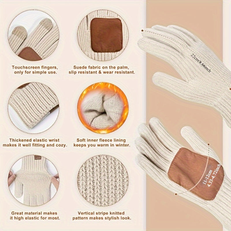 Teagan | 3-Piece Knitted Winter Set – Pom-Pom Hat, Scarf & Touchscreen Gloves