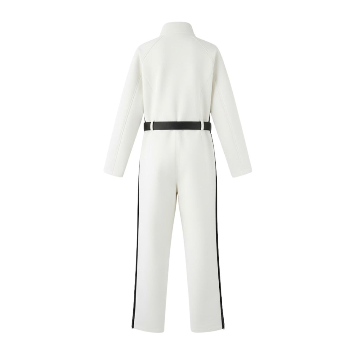 Ishbel | Women's White Belted Ski Jumpsuit with Fleece-Lined Collar