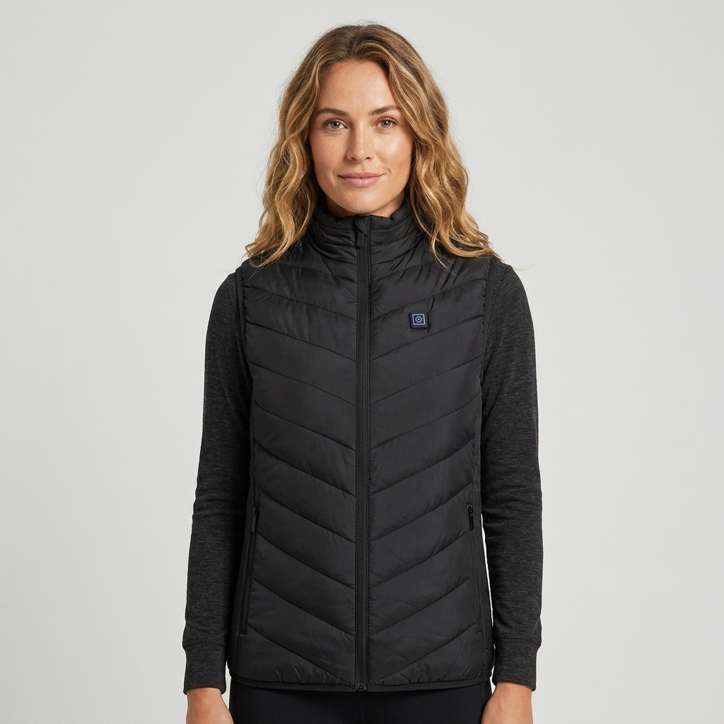 Niamh | Women's USB Heated Gilet with Stand Collar – Quilted Chevron Body Warmer