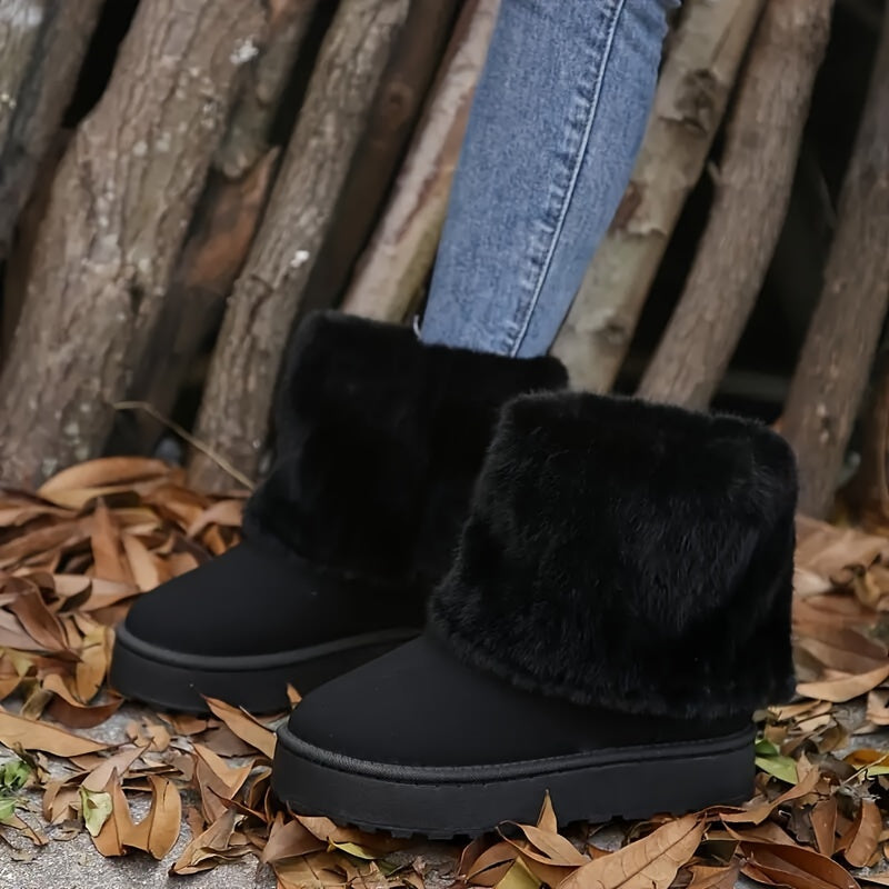 Loretta | Women's Platform Ankle Boots with Plush Cuff