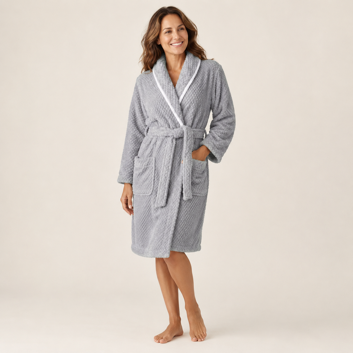 Tamsin | Women's Long Fleece Dressing Gown with Shawl Collar