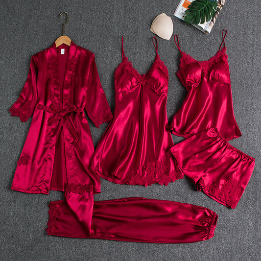 Celestine | 5-Piece Satin Lace Nightwear Set