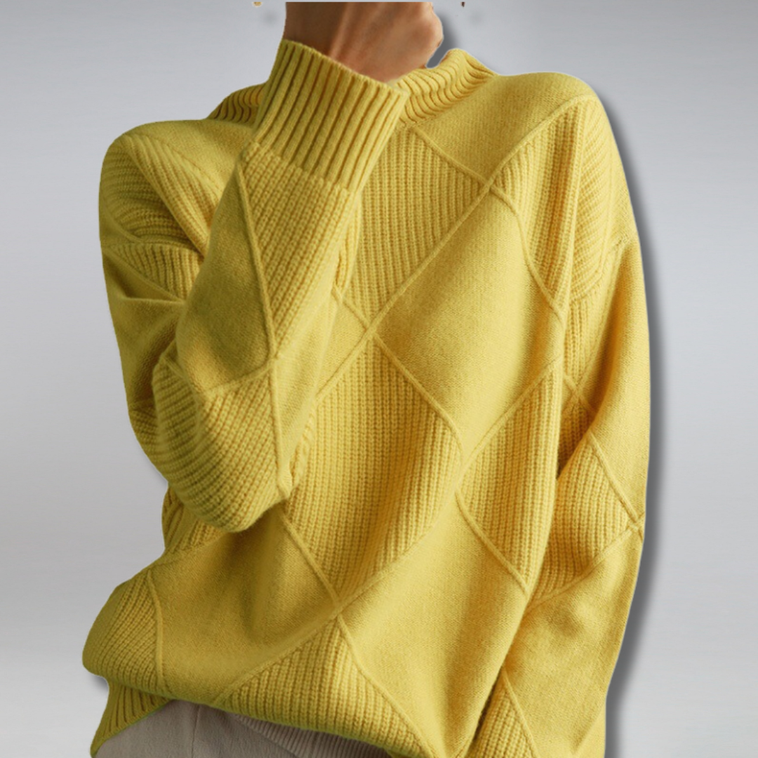 Marcheline | Women's Diamond Knit Turtleneck Jumper