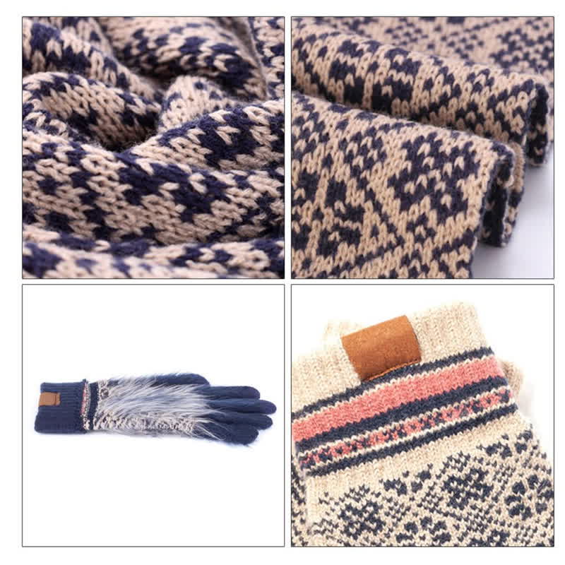 Noor | Women's Snowflake Knit Hat, Scarf & Touchscreen Gloves Gift Set