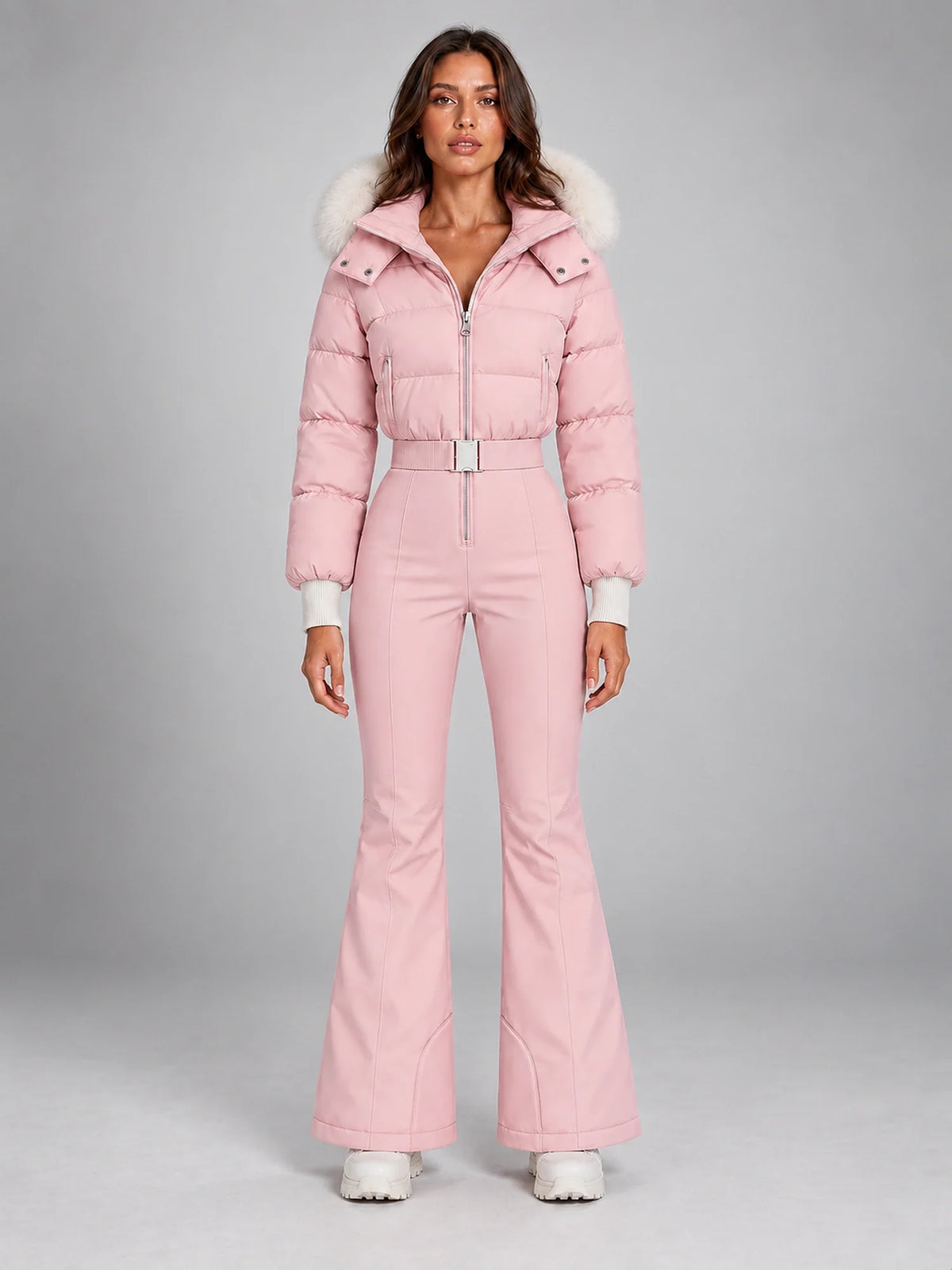 Sunniva | Women's One-Piece Ski Suit with Hood, Stand Collar & High Waist