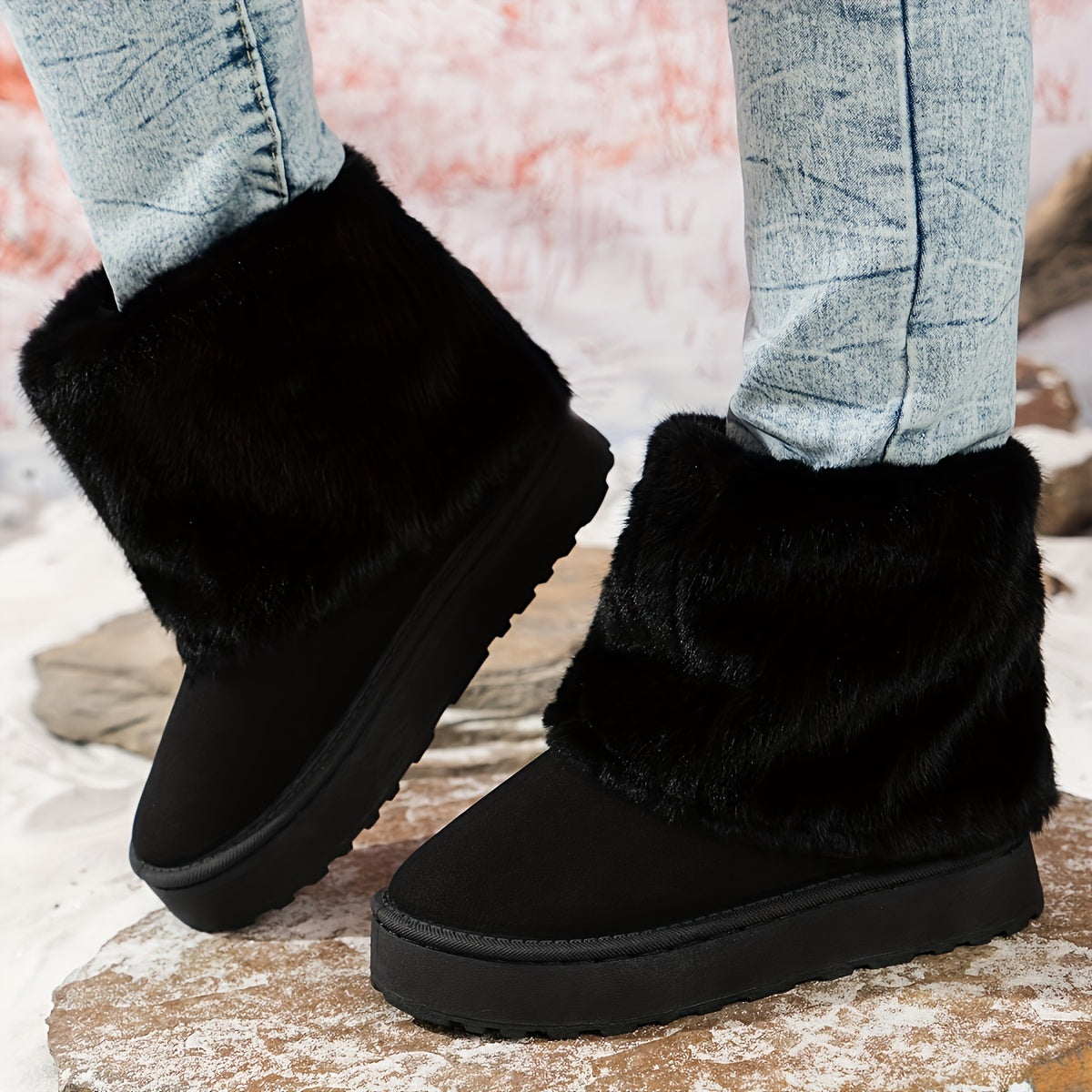 Loretta | Women's Platform Ankle Boots with Plush Cuff