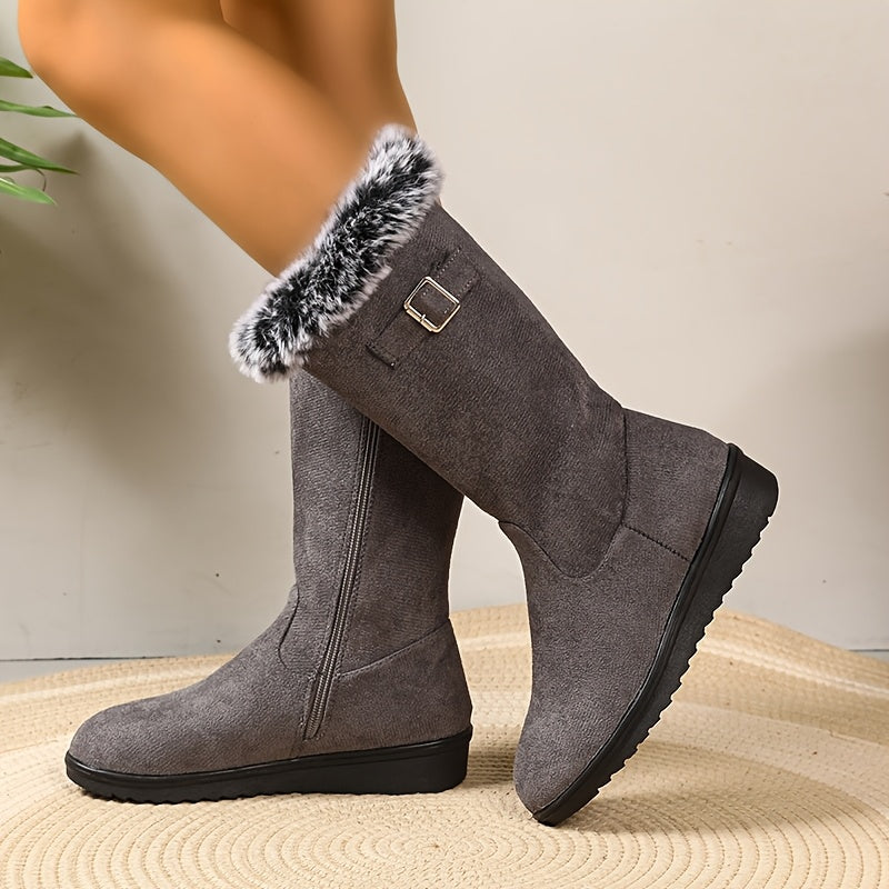 Katherine | Women's Fur-Trimmed Winter Boots with Buckle