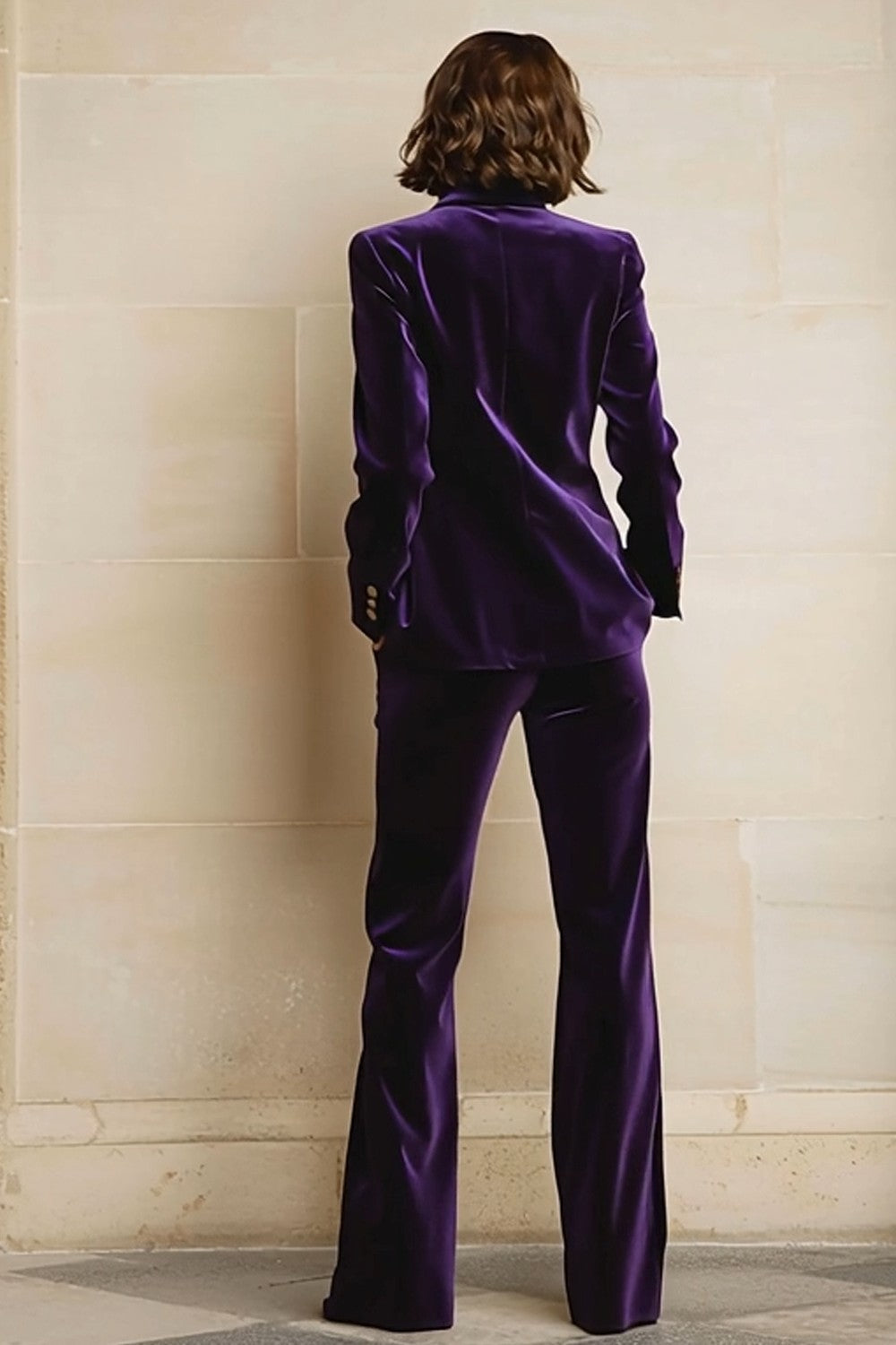 Rosamund | Women's Velvet Two-Piece Suit with Peak Lapel Blazer