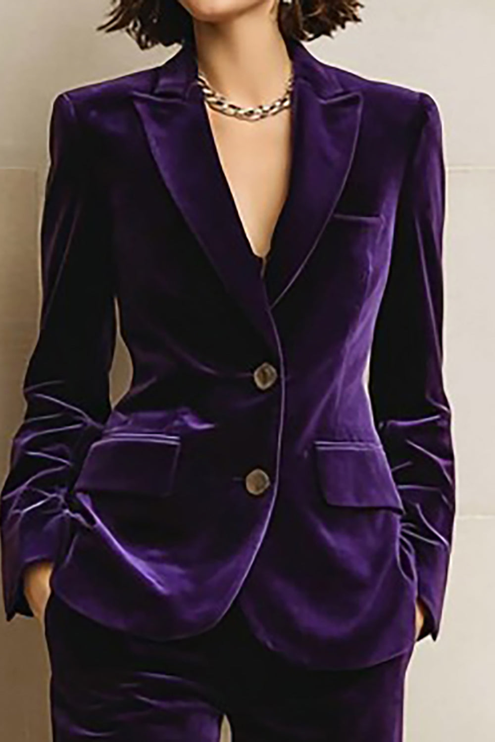 Rosamund | Women's Velvet Two-Piece Suit with Peak Lapel Blazer