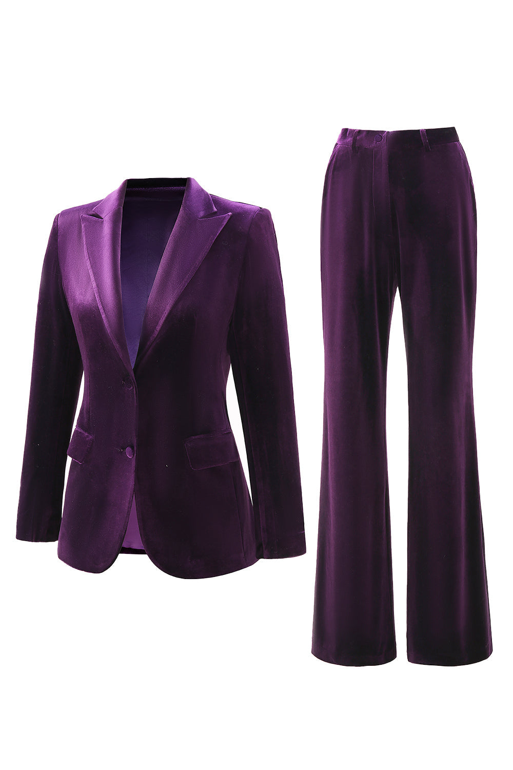 Rosamund | Women's Velvet Two-Piece Suit with Peak Lapel Blazer