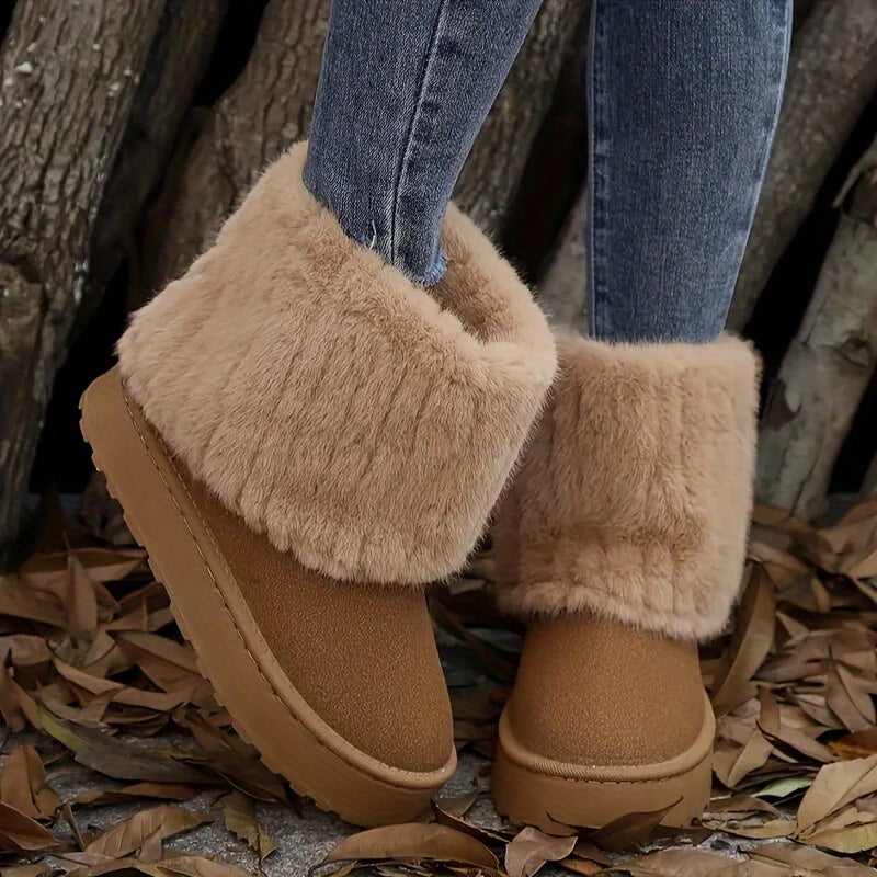 Loretta | Women's Platform Ankle Boots with Plush Cuff