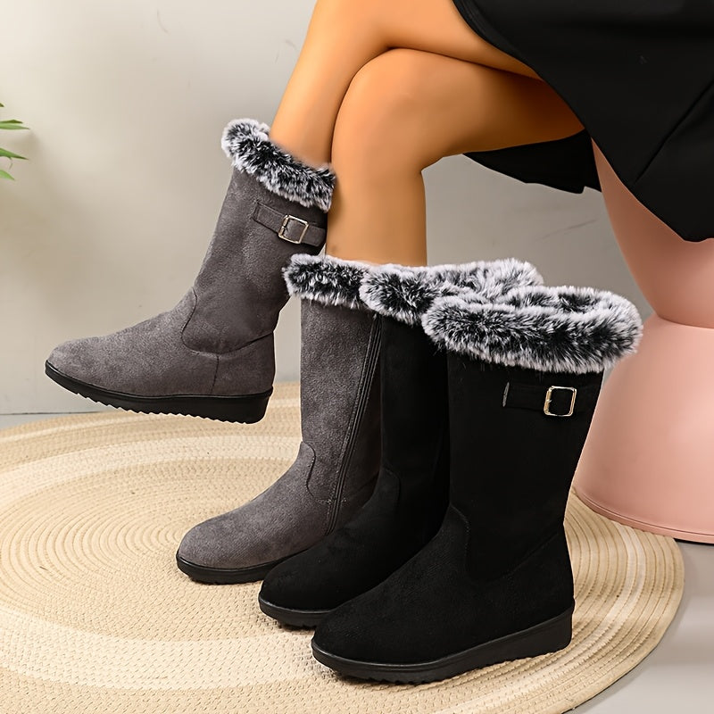 Katherine | Women's Fur-Trimmed Winter Boots with Buckle