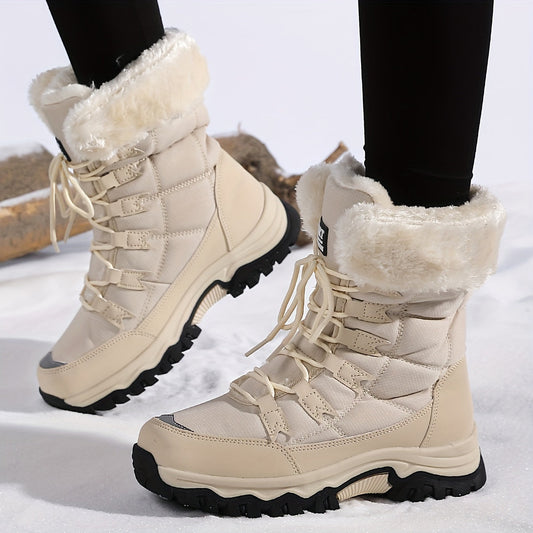 Karina | Women's Fleece-Lined Snow Boots with Faux Fur Cuff & Grip Sole