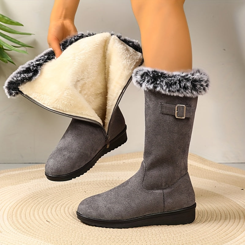Katherine | Women's Fur-Trimmed Winter Boots with Buckle