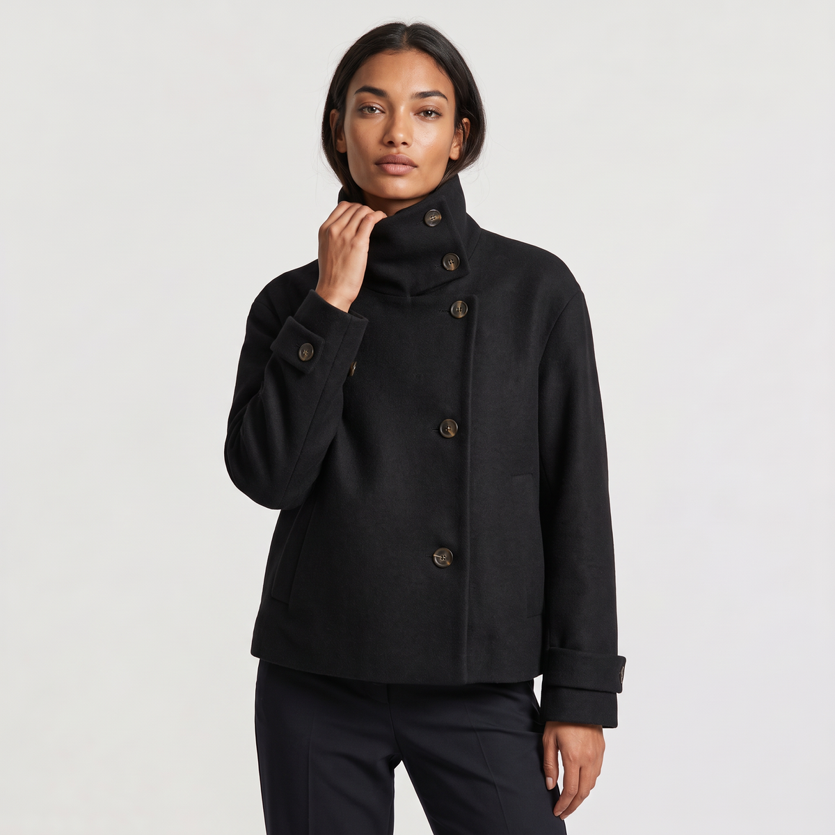 Fenna | Women's Funnel Neck Button-Front Jacket