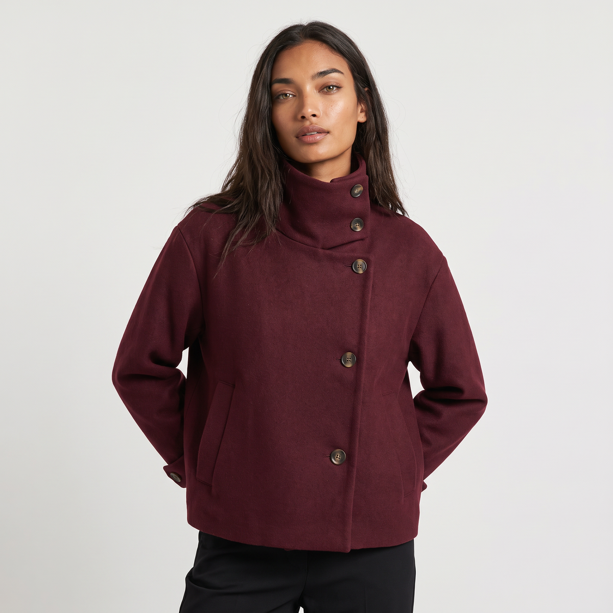 Fenna | Women's Funnel Neck Button-Front Jacket