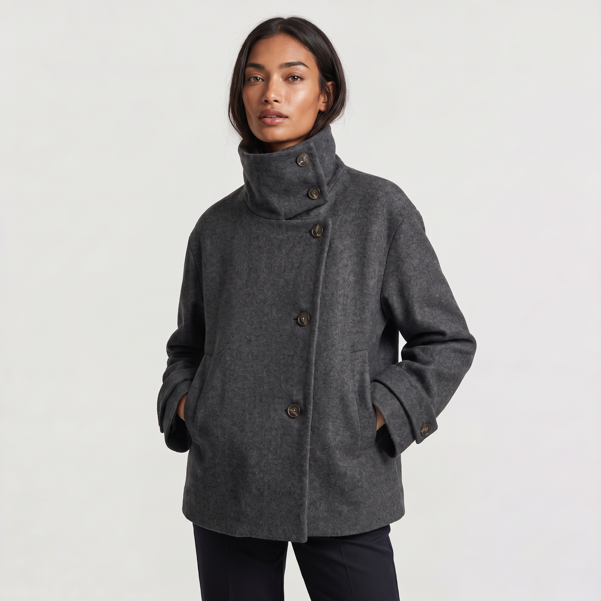 Fenna | Women's Funnel Neck Button-Front Jacket