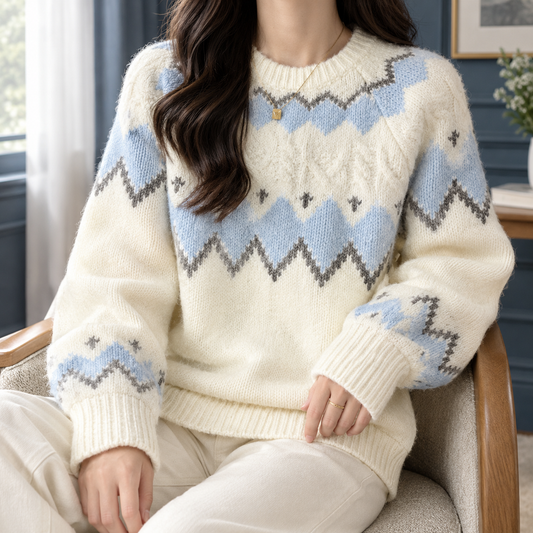 Hermione | Women's Fair Isle Knit Jumper with Balloon Sleeves