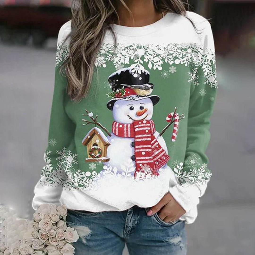 Runa | Women's Festive Snowman Christmas Jumper in Soft Midweight Knit