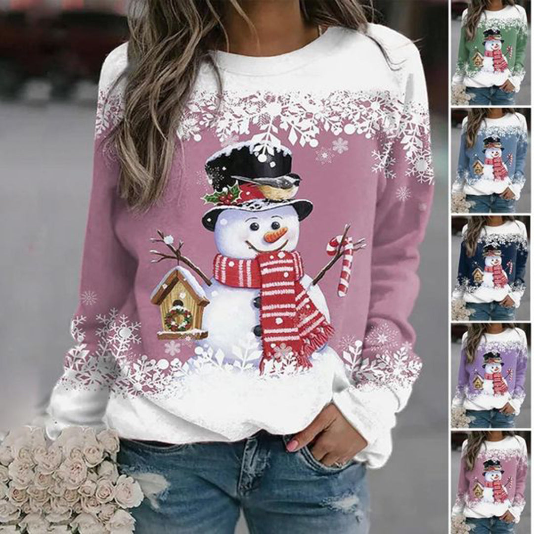 Runa | Women's Festive Snowman Christmas Jumper in Soft Midweight Knit