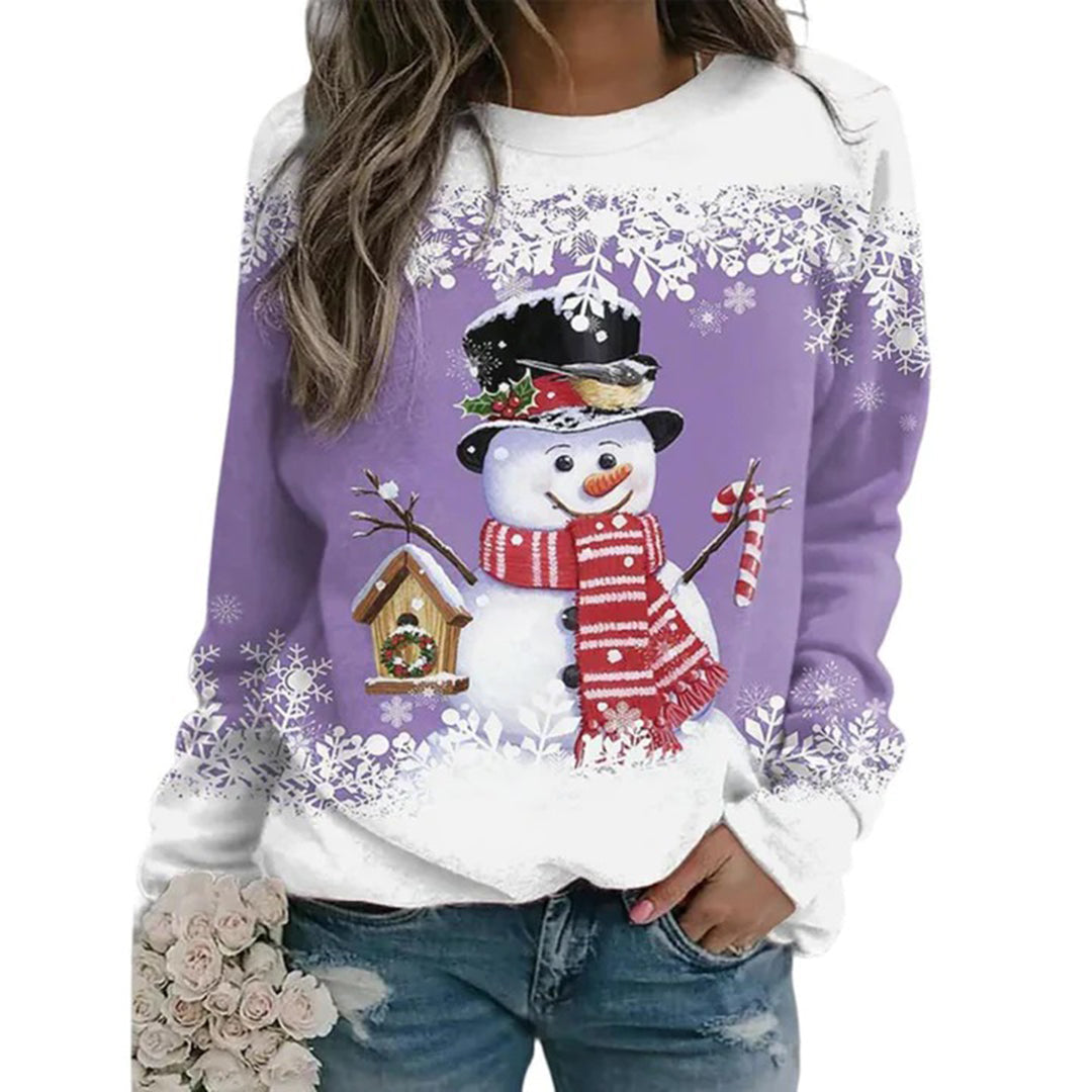 Runa | Women's Festive Snowman Christmas Jumper in Soft Midweight Knit