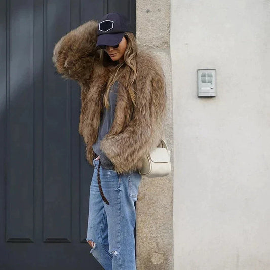 Marigold | Women's Oversized Plush Faux Fur Coat