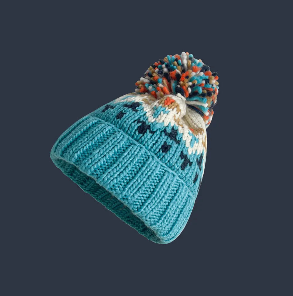 Tamara | Women's Snowflake Knit Beanie Bobble Hat