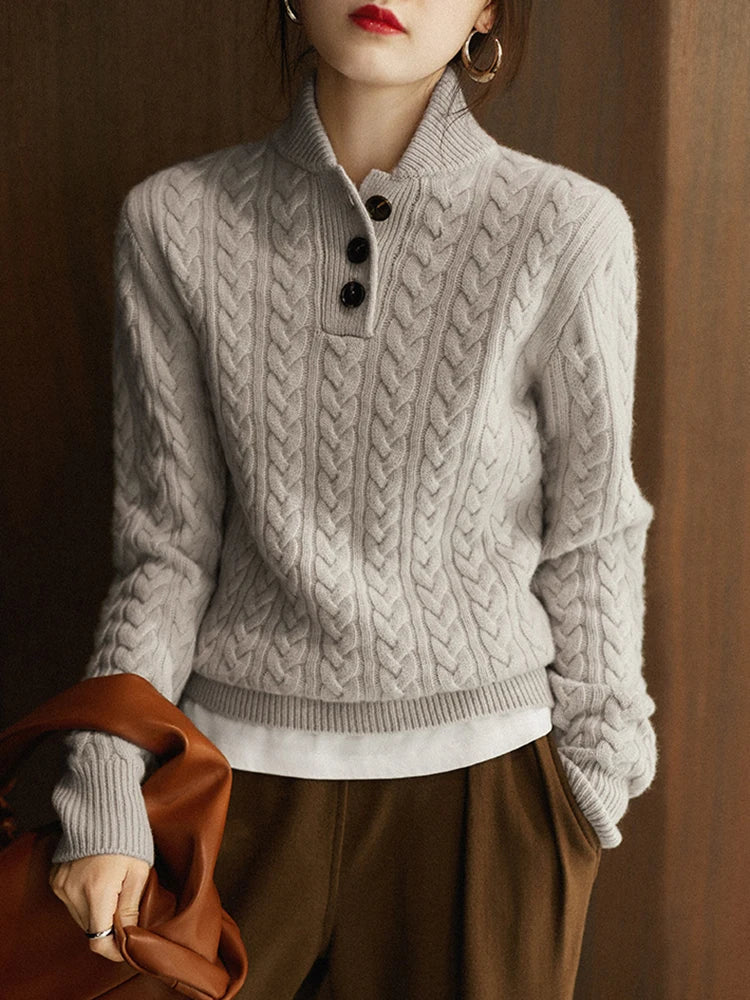 Annika | Openwork Cable Knit Turtleneck Jumper