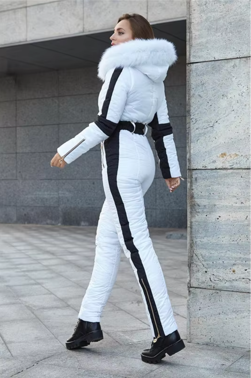 Sigrid | Women's Insulated Hooded Ski Suit with Belt & Removable Collar