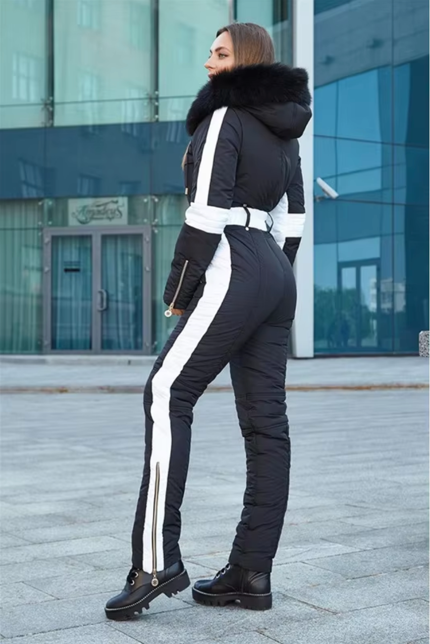 Sigrid | Women's Insulated Hooded Ski Suit with Belt & Removable Collar