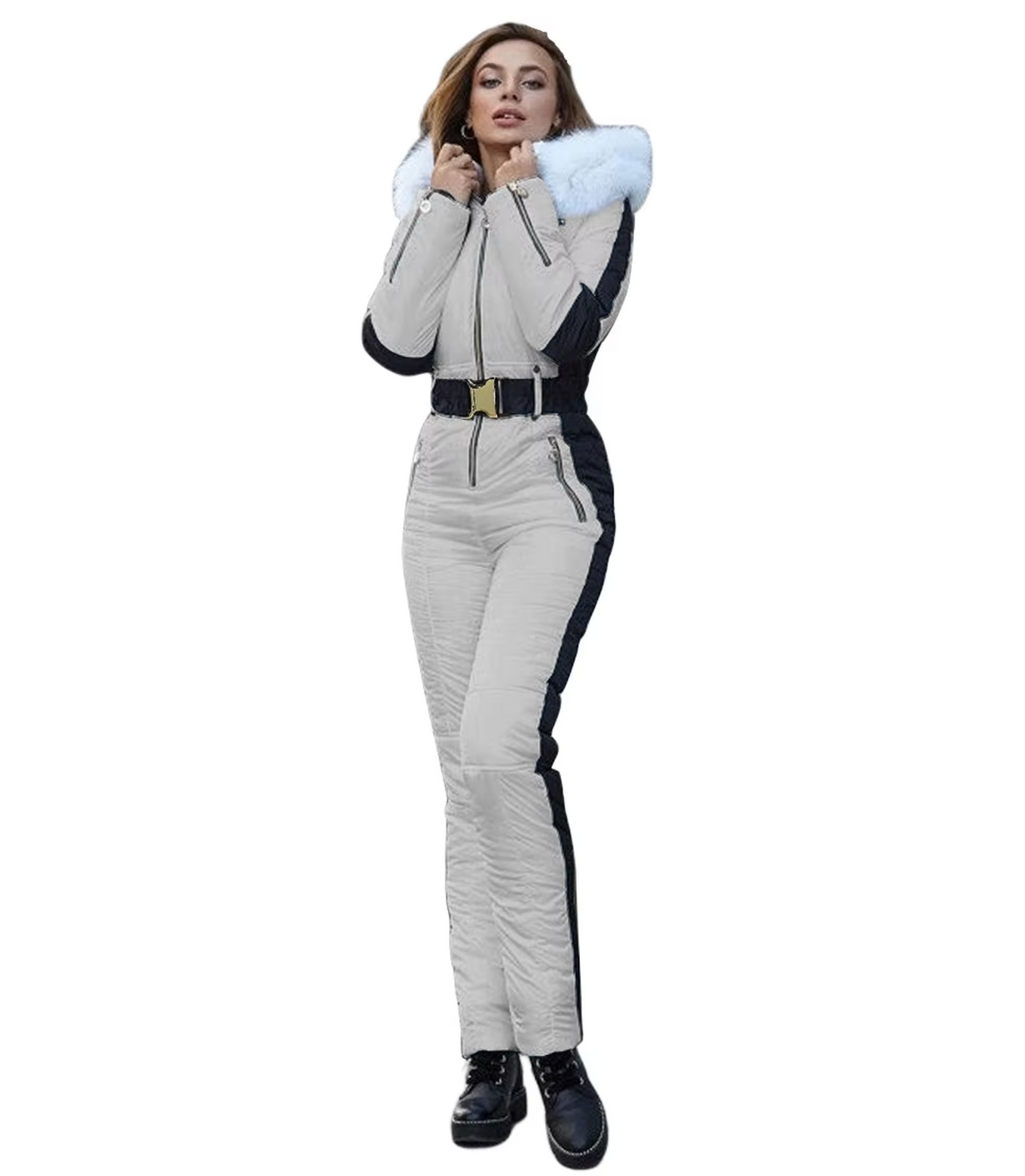 Sigrid | Women's Insulated Hooded Ski Suit with Belt & Removable Collar