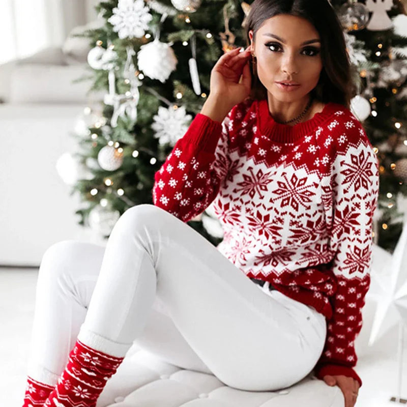 Lilian | Women's Nordic Fair Isle Ribbed Knit Christmas Jumper