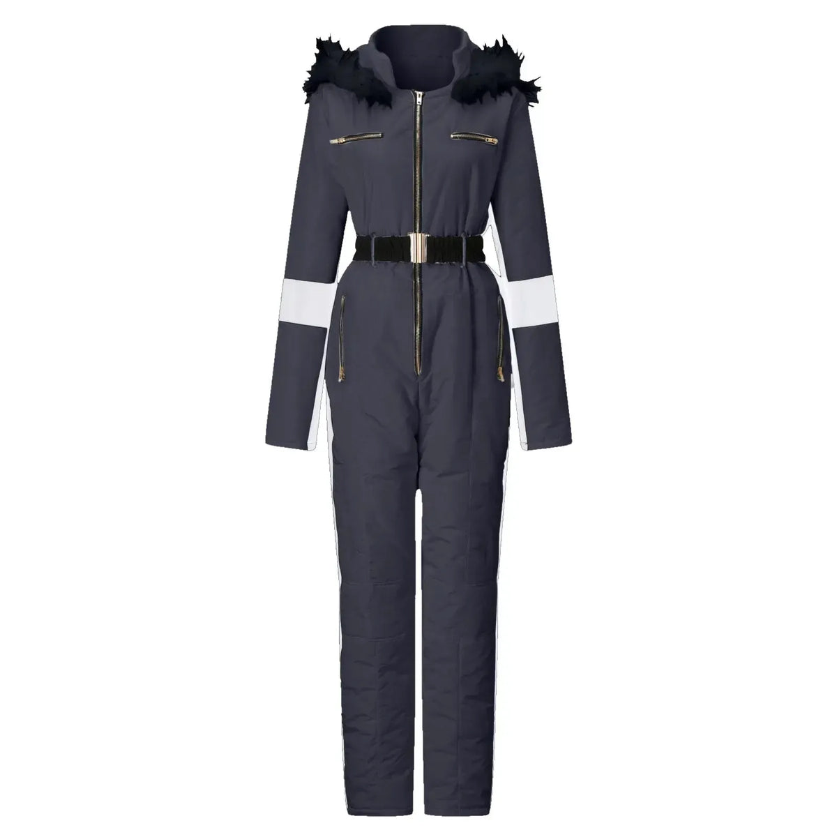 Sigrid | Women's Insulated Hooded Ski Suit with Belt & Removable Collar