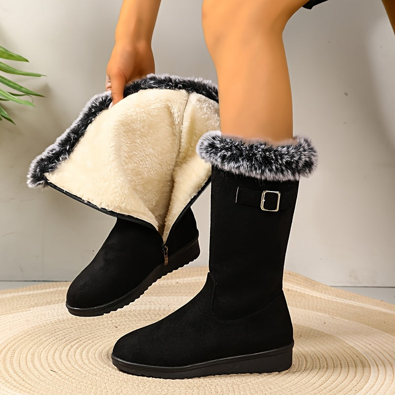 Katherine | Women's Fur-Trimmed Winter Boots with Buckle