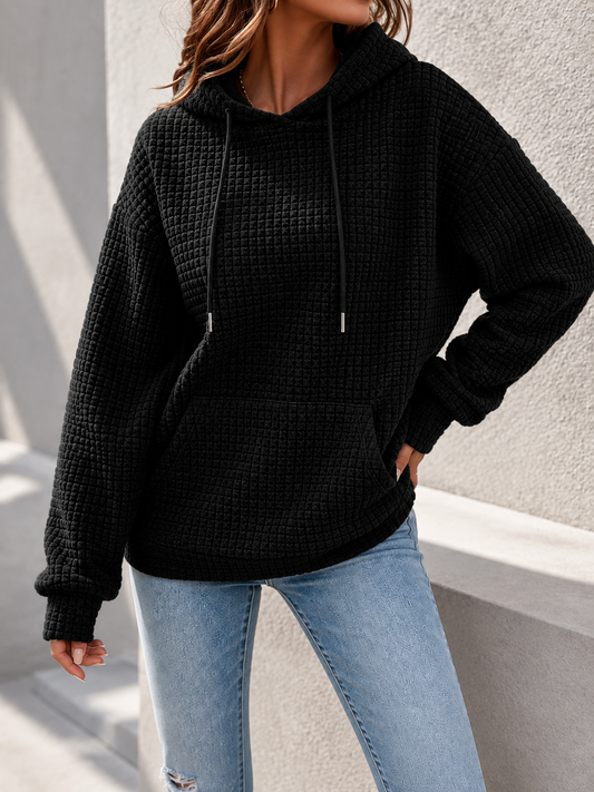Mabel | Women's Relaxed Waffle Knit Textured Pullover Hoodie