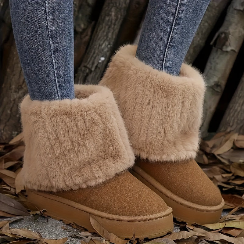 Loretta | Women's Platform Ankle Boots with Plush Cuff