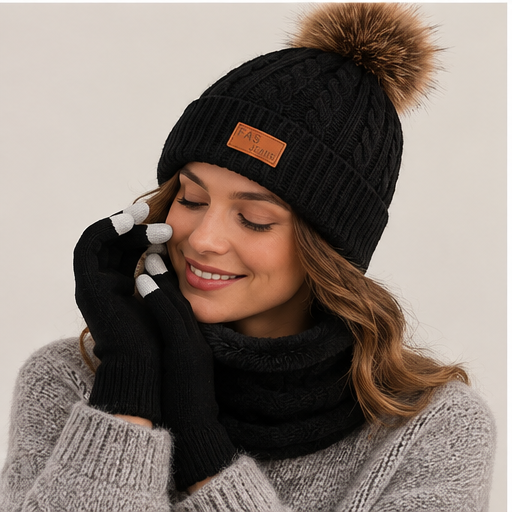 Bronwen | Women's Hat, Gloves & Snood Set – Knitted 3-Piece Winter Gift Set