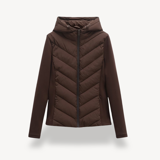 Delphine | Chevron Quilted Hooded Jacket