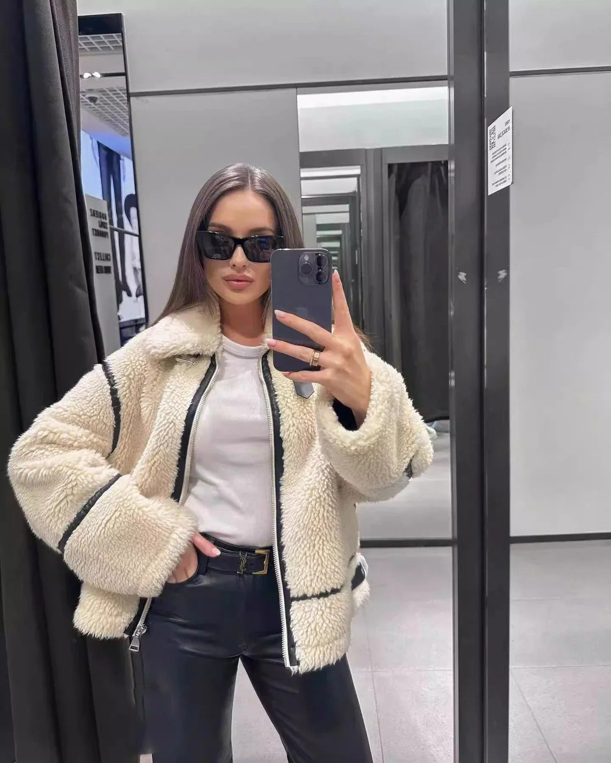Juniper | Women's Oversized Teddy Jacket with Contrast Trim