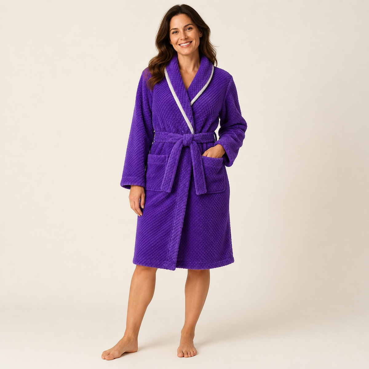 Tamsin | Women's Long Fleece Dressing Gown with Shawl Collar