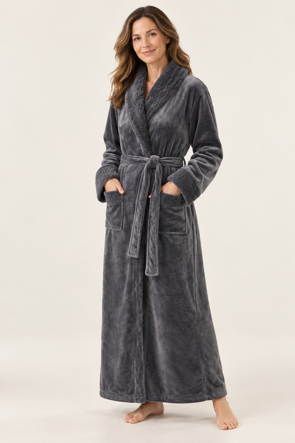 Isolde | Women's Long Plush Fleece Dressing Gown with Pockets