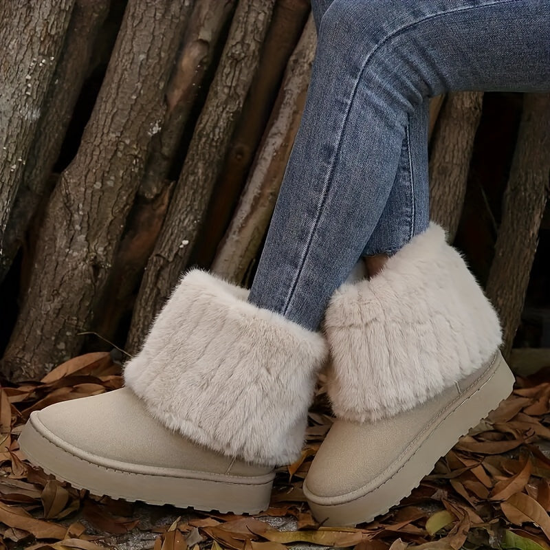 Loretta | Women's Platform Ankle Boots with Plush Cuff
