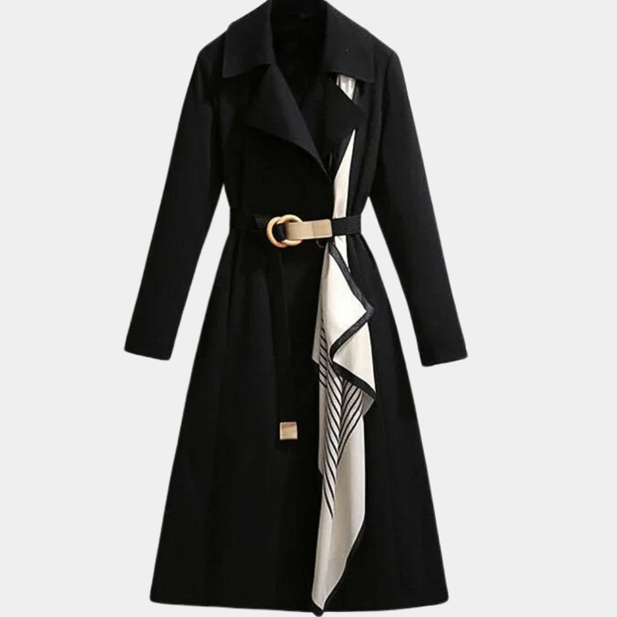 Antoinette | Women's Belted Trench Coat Midi Length with Notch Collar