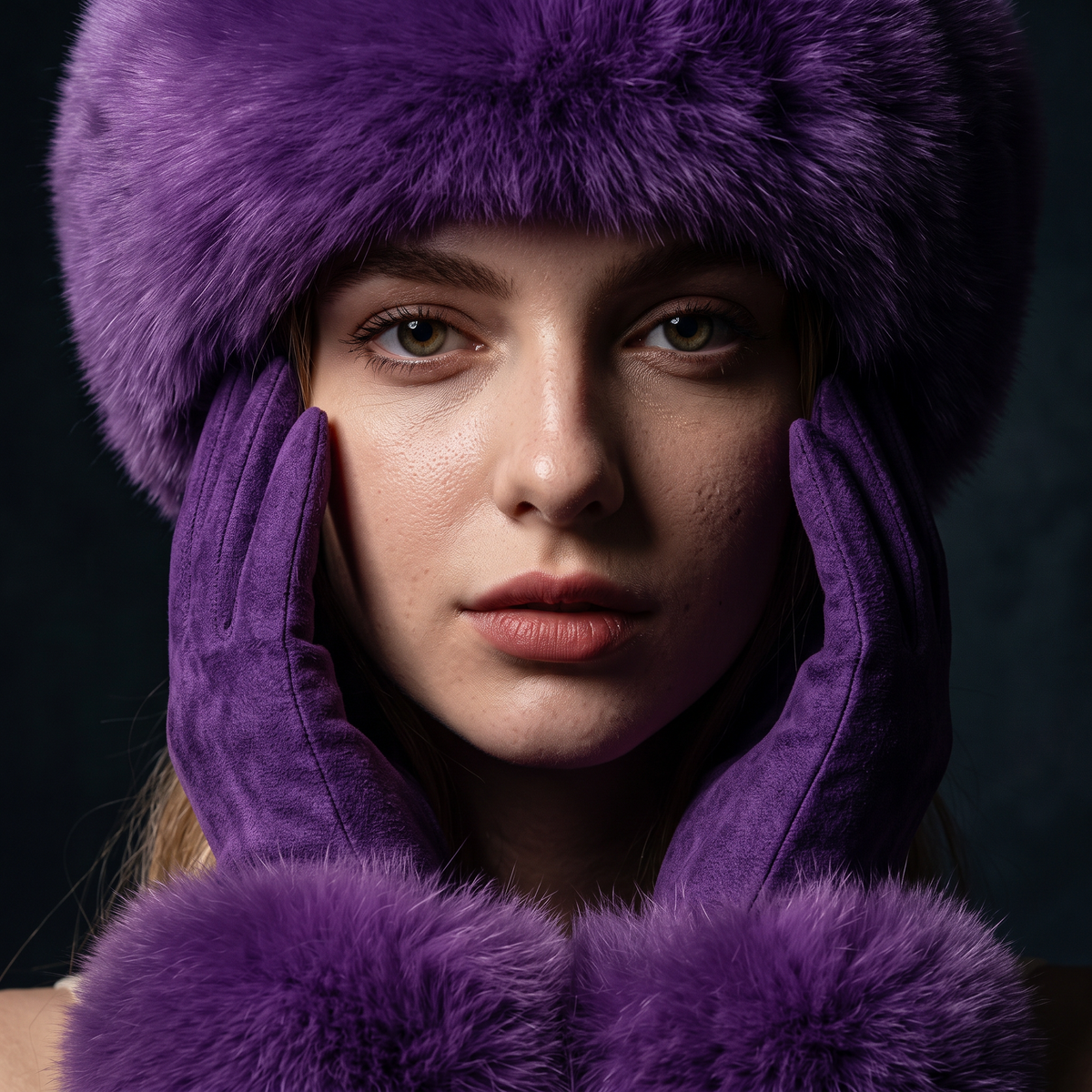 Wynn | Women's Faux Fur Trim Knit Headband & Gloves Set