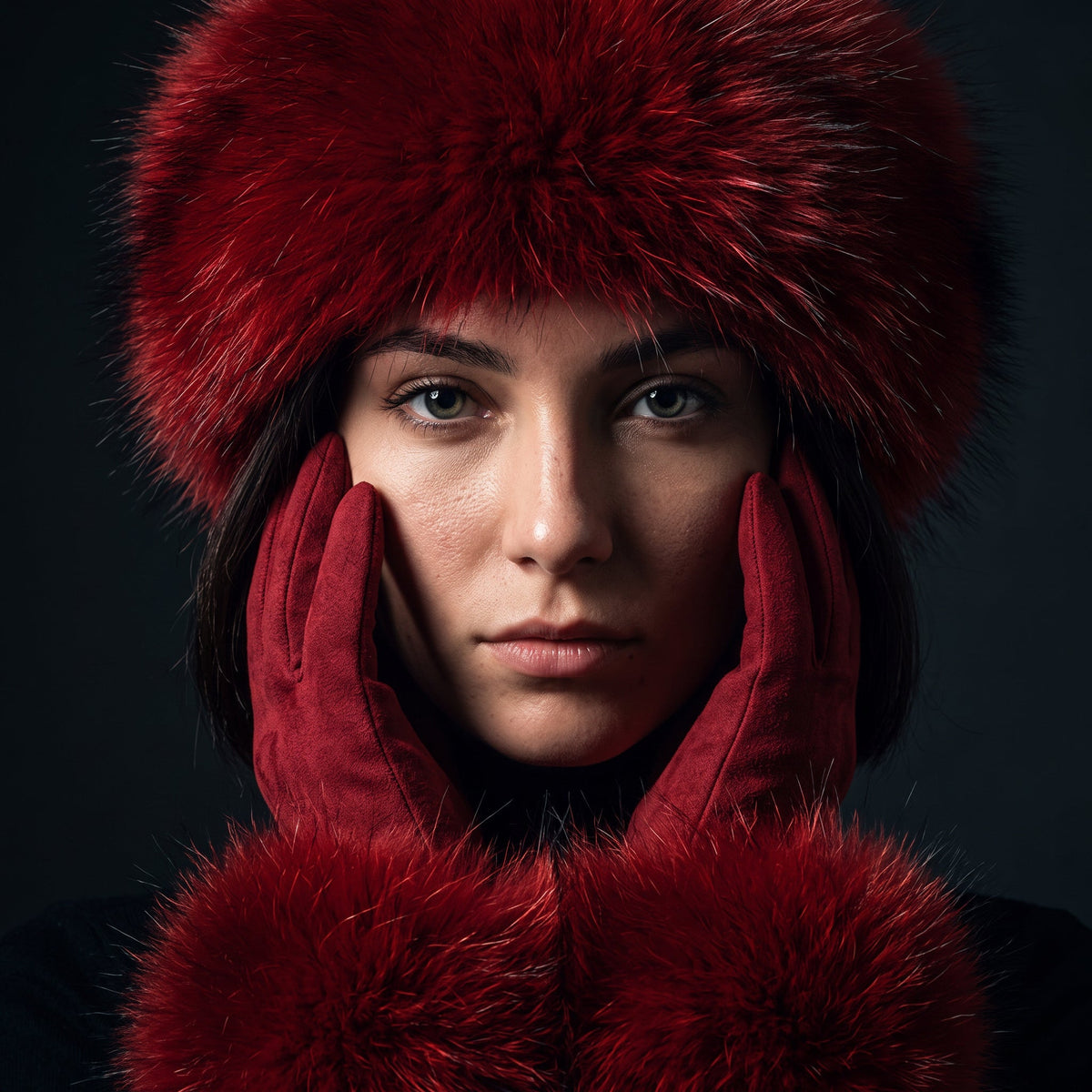 Wynn | Women's Faux Fur Trim Knit Headband & Gloves Set
