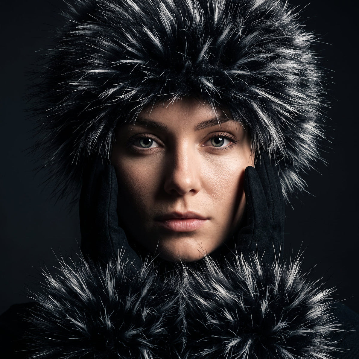Wynn | Women's Faux Fur Trim Knit Headband & Gloves Set