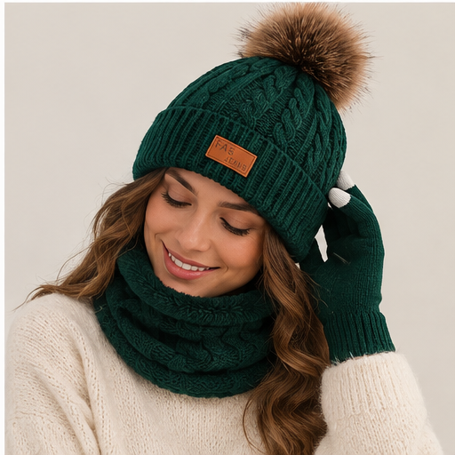Bronwen | Women's Hat, Gloves & Snood Set – Knitted 3-Piece Winter Gift Set