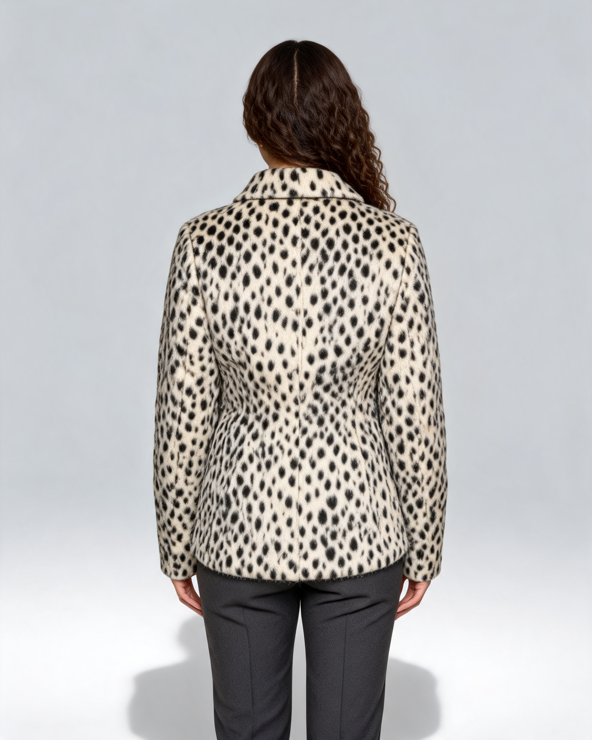 Alessia | Women's Leopard Print Faux Fur Jacket with Shirt Collar