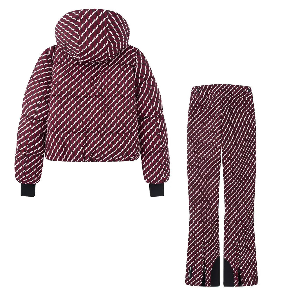 Signe | Women's Wind-Resistant Two-Piece Ski Suit with Hooded Puffer Jacket