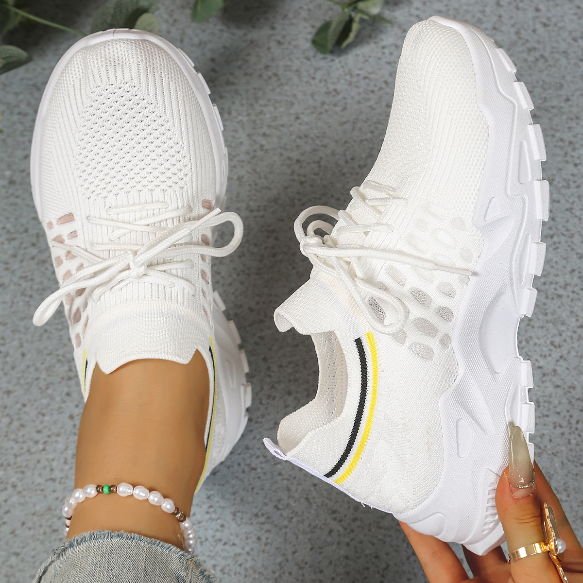 Aphra | Women's Lace-Up Mesh Trainers with Chunky Sole